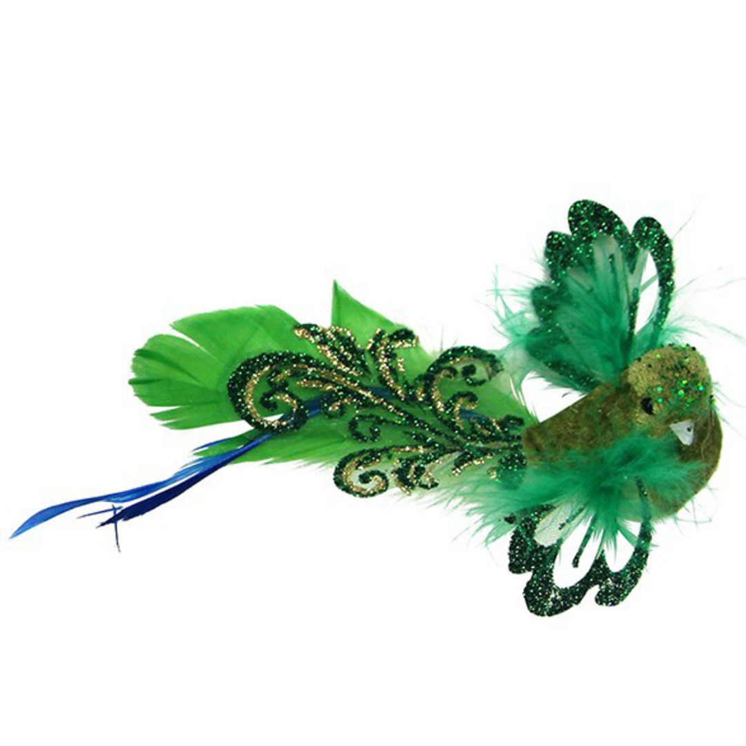 Clip, Green Feather Flying Bird 14cm image 0